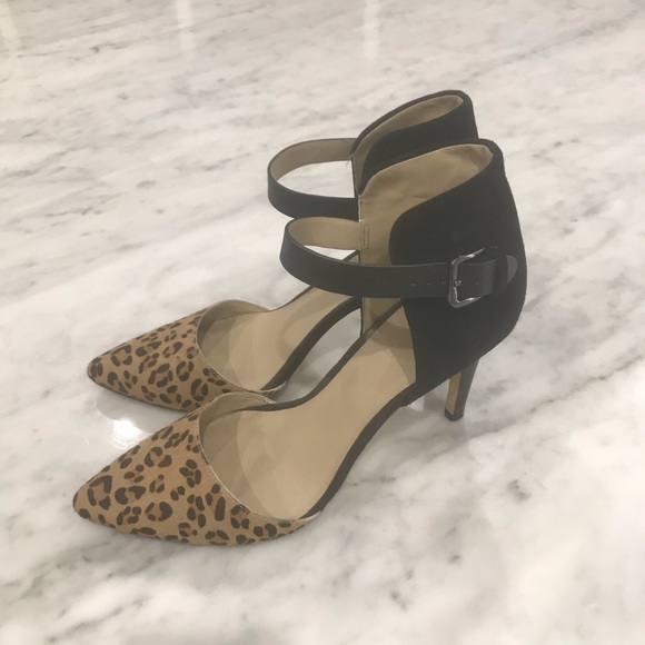 Shoes - Leopard and black strap heels size 7.5